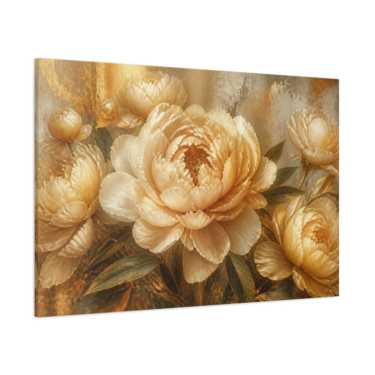 Side Mockup 1. Champagne Peony Floral shown as canvas print