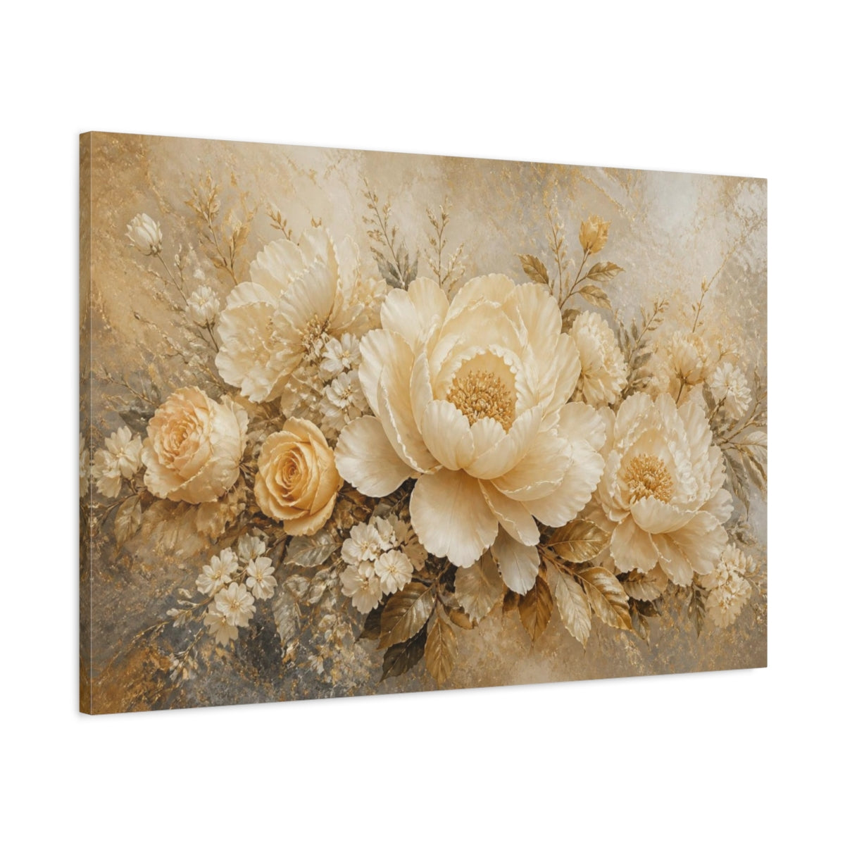 Main Mockup. Champagne Peony Flower shown as canvas print