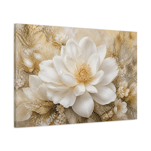 Main Mockup. Champagne White Blossom shown as canvas print