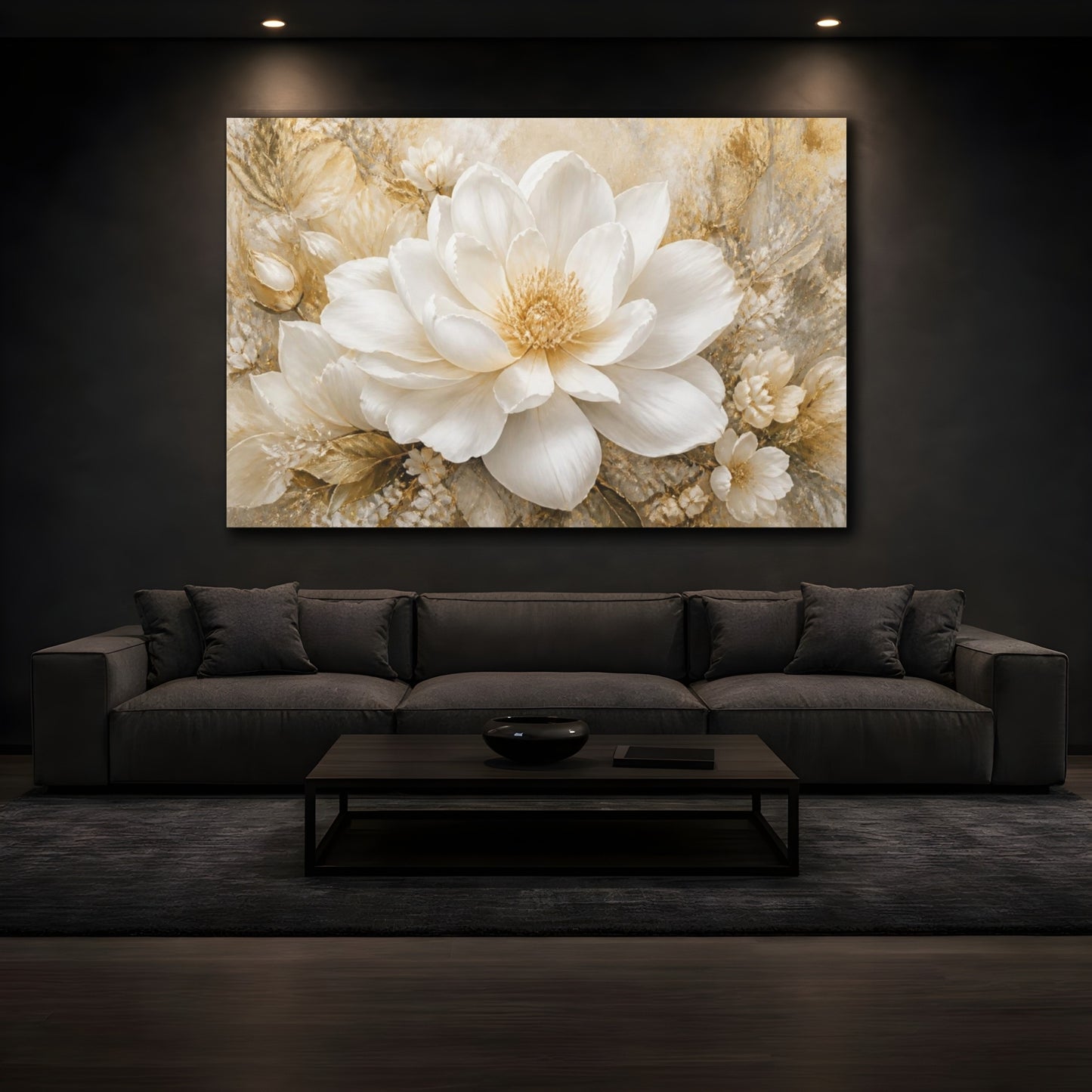 Mockup 3. Champagne White Blossom shown as canvas print