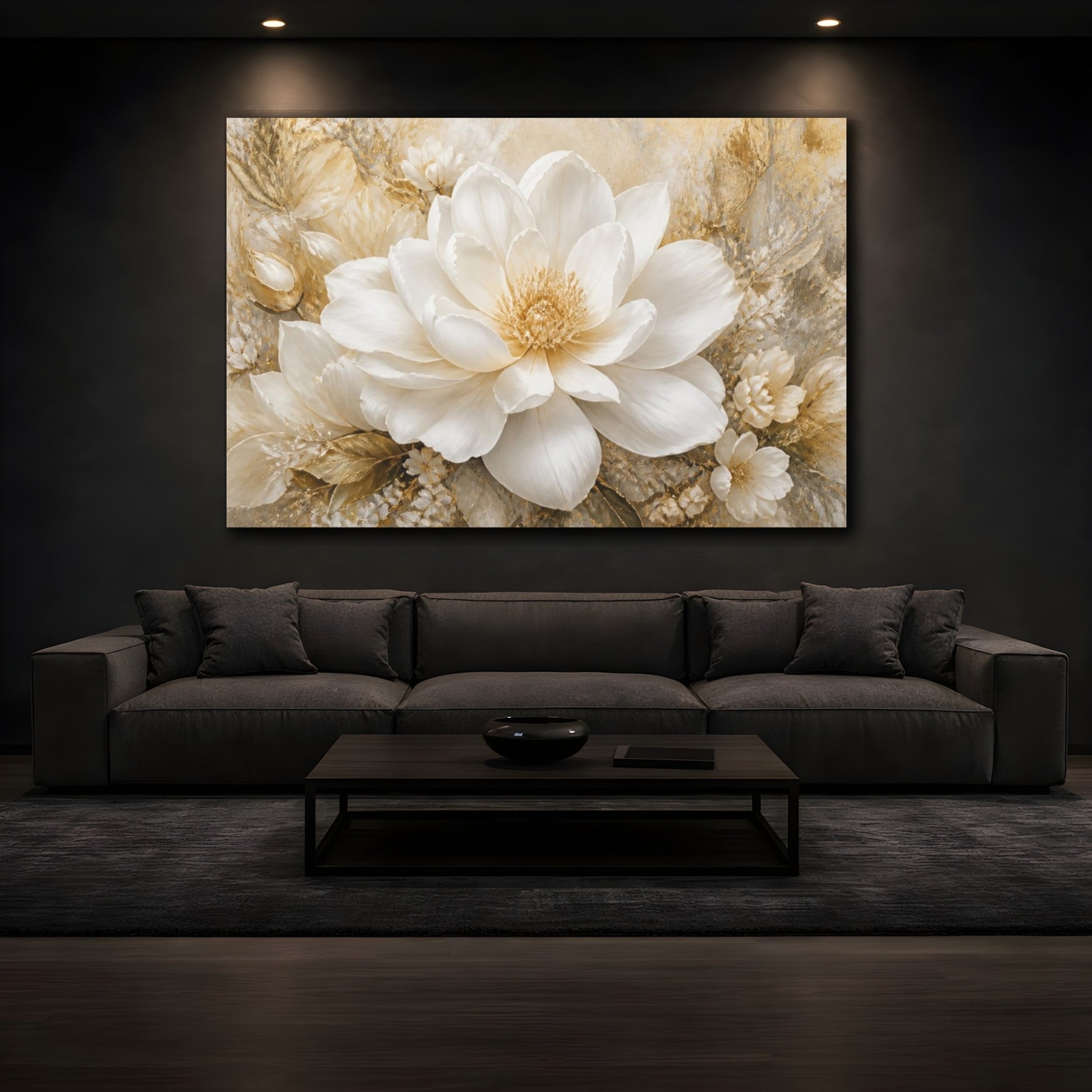 Mockup 3. Champagne White Blossom shown as canvas print