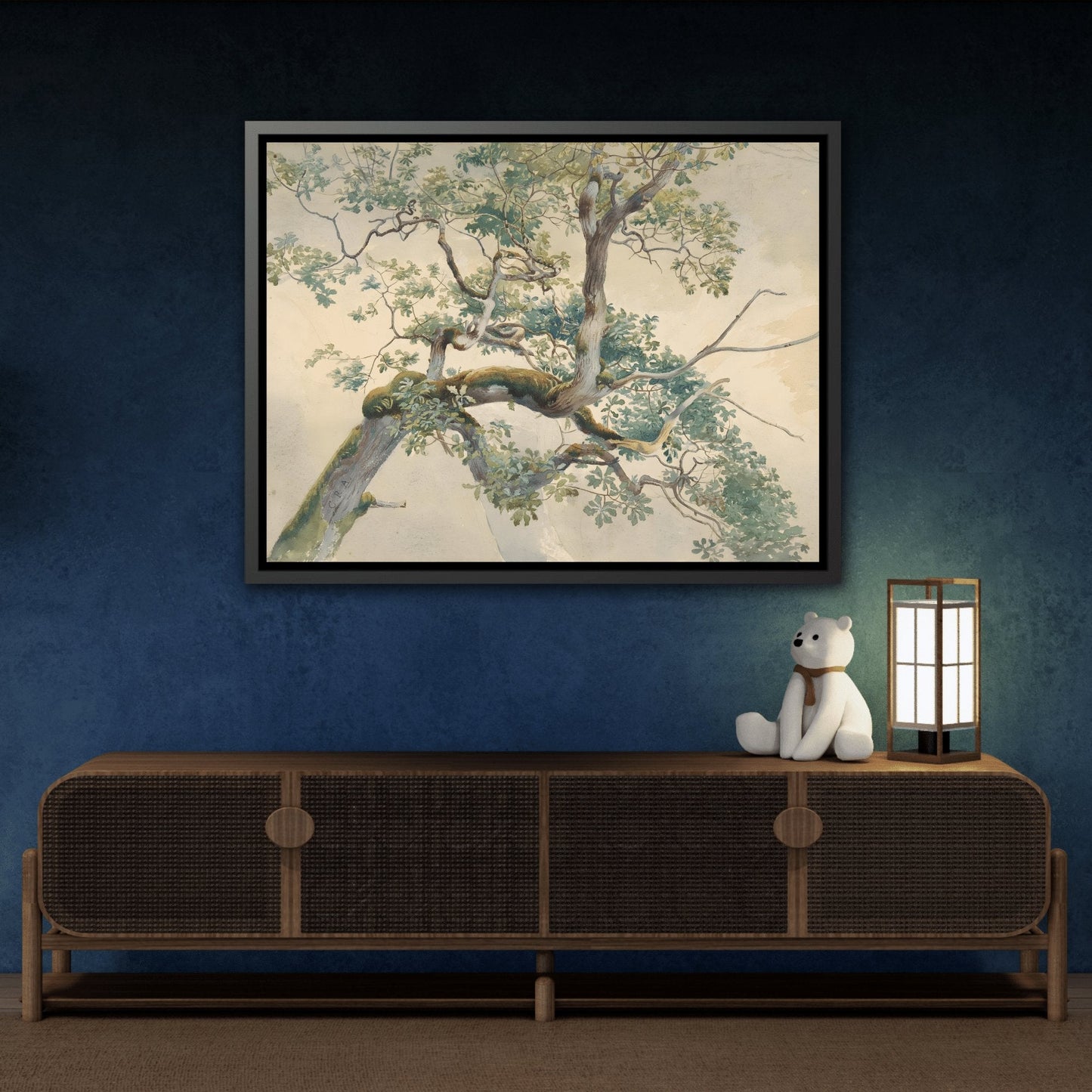 Charles Reginal Aston Tree Branches - Framed Canvas Art Print in Black Pinewood Frame