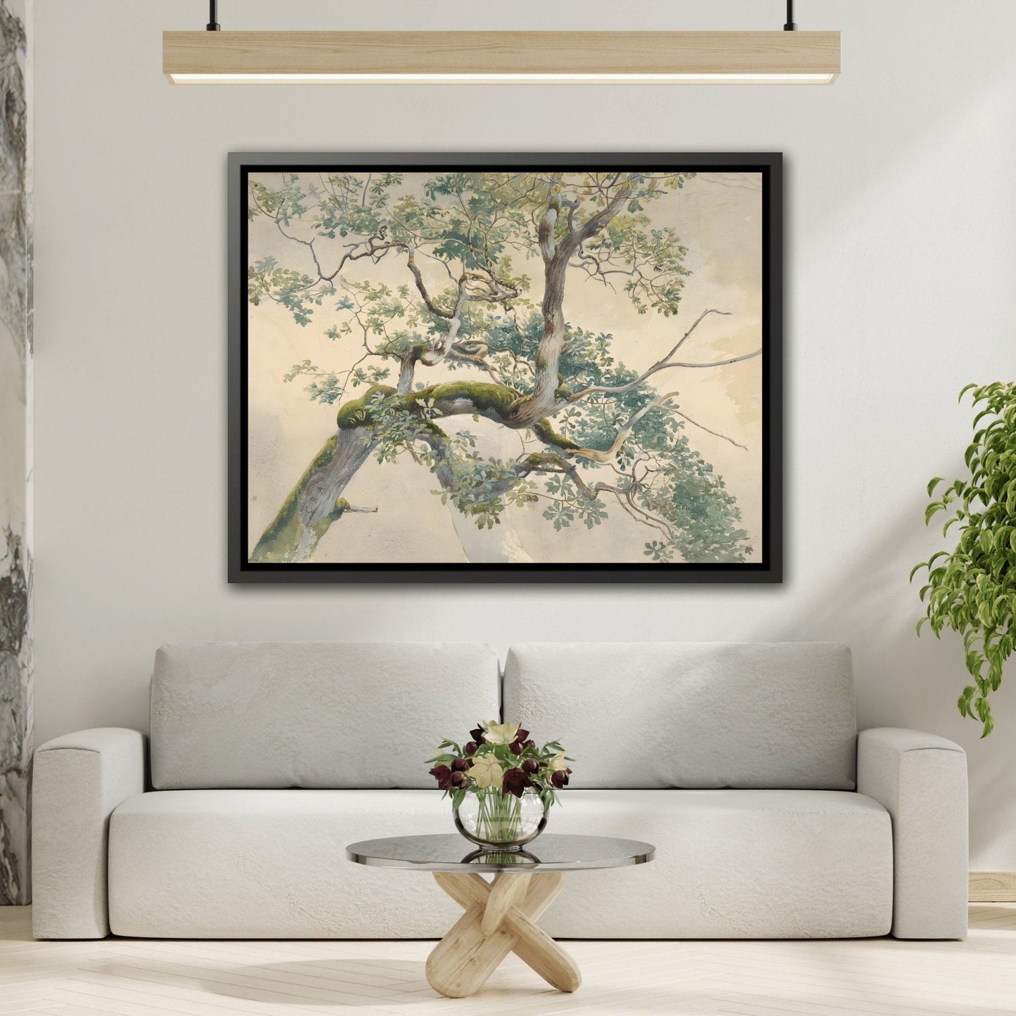 Charles Reginal Aston Tree Branches - Framed Canvas Art Print in Black Pinewood Frame