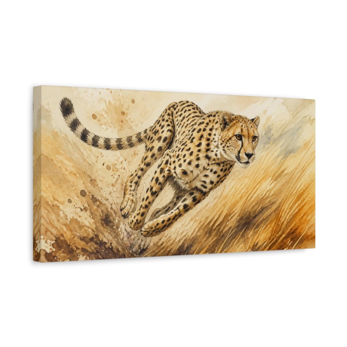 Cheetah Animal Sprint Canvas Print Wall Art – Living Room Decor, Above Fireplace - YesArtYes