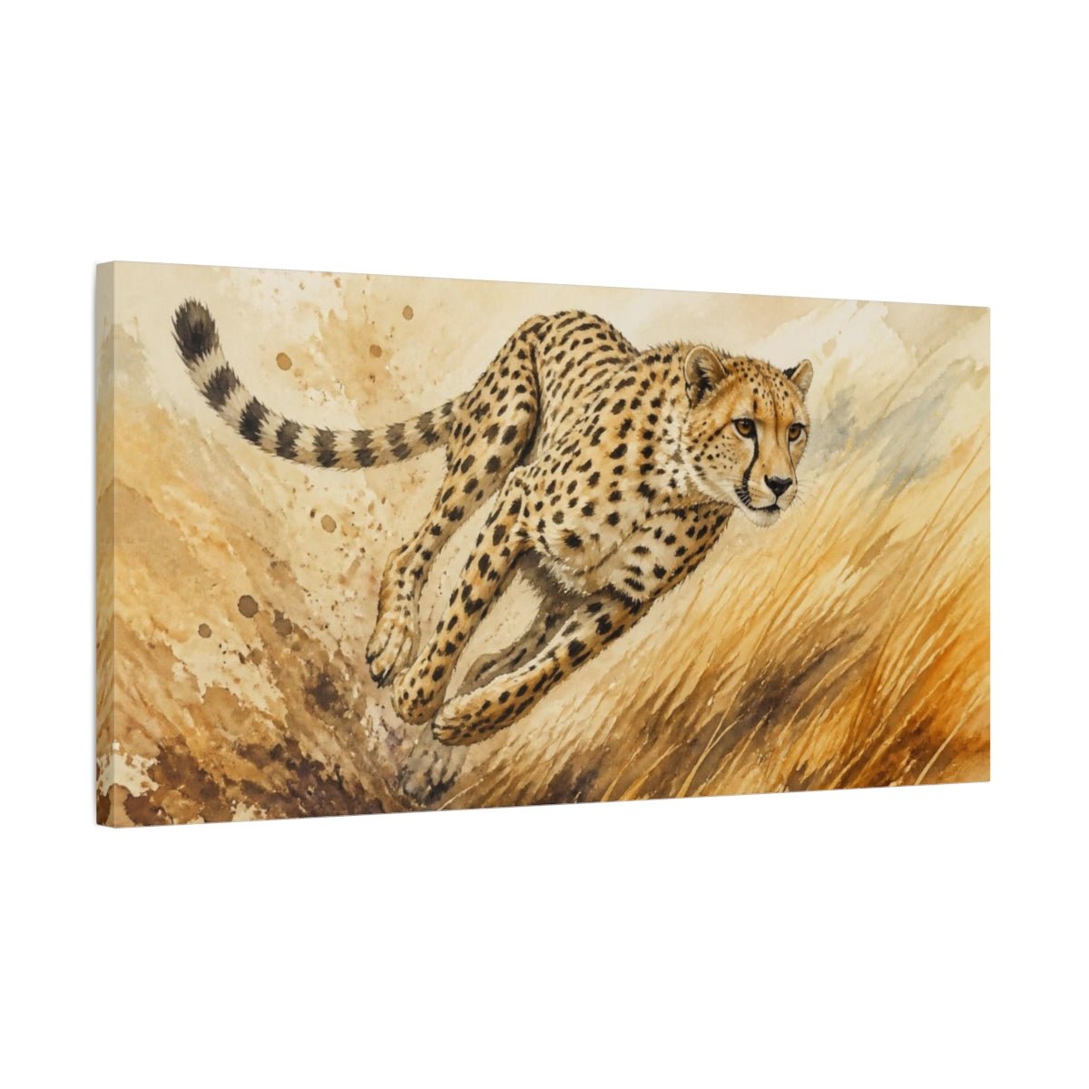 Cheetah Animal Sprint Canvas Print Wall Art – Living Room Decor, Above Fireplace - YesArtYes