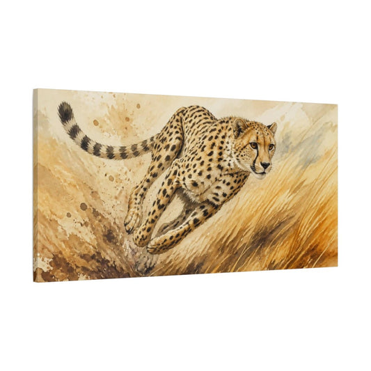 Cheetah Animal Sprint Canvas Print Wall Art – Living Room Decor, Above Fireplace - YesArtYes