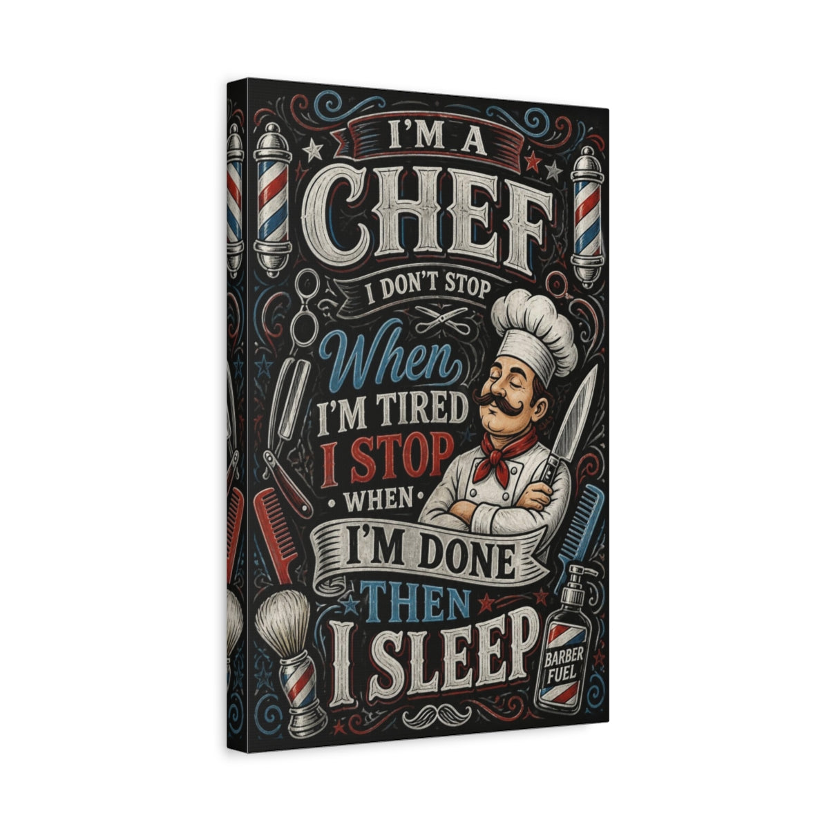 Side Mockup 4. Chef Quote Chalkboard shown as canvas print