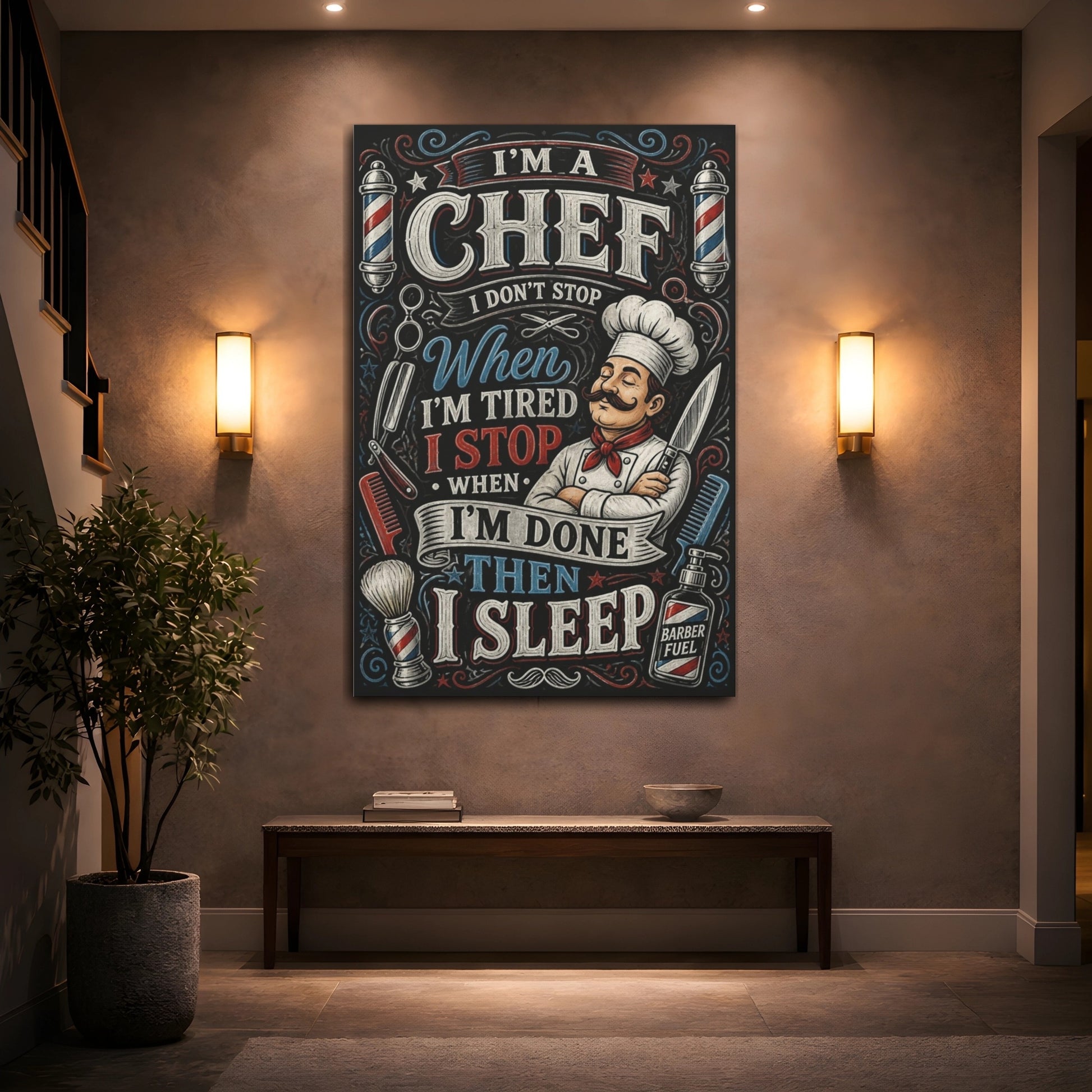 Mockup 2. Chef Quote Chalkboard shown as canvas print