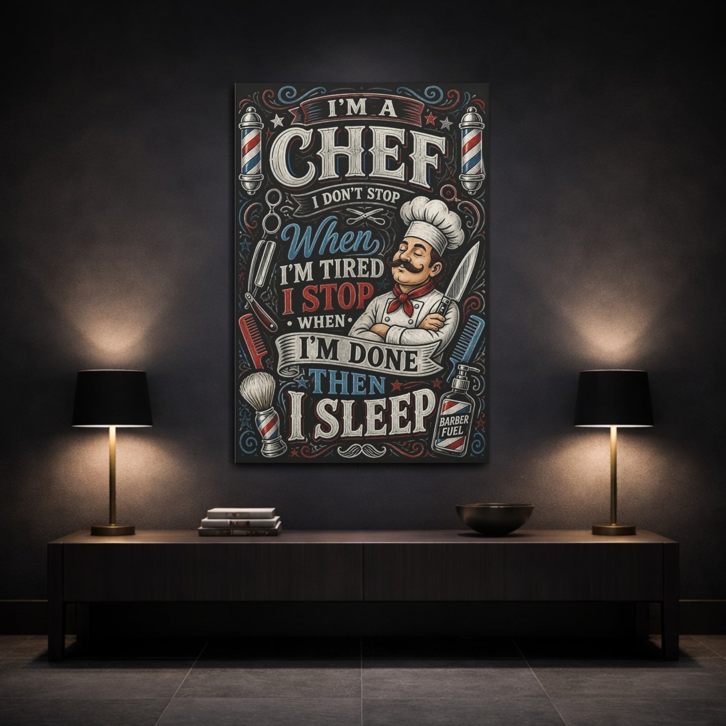 Mockup 3. Chef Quote Chalkboard shown as canvas print
