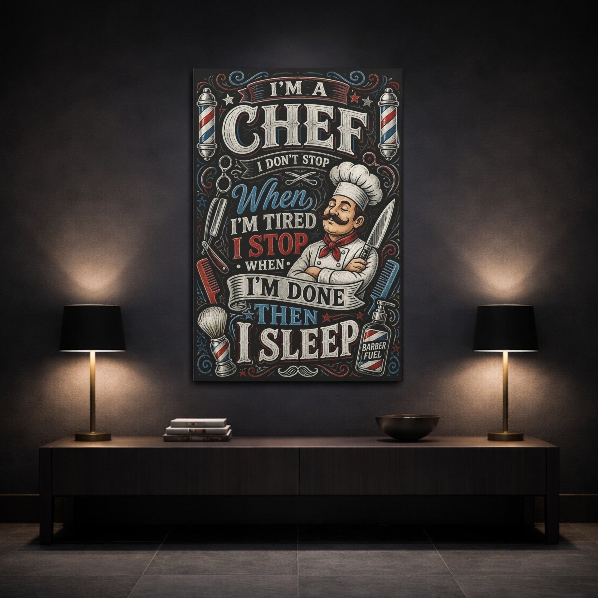 Mockup 3. Chef Quote Chalkboard shown as canvas print