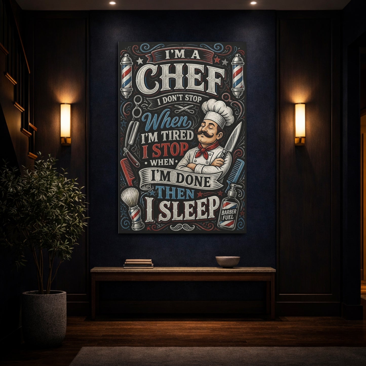 Mockup 4. Chef Quote Chalkboard shown as canvas print