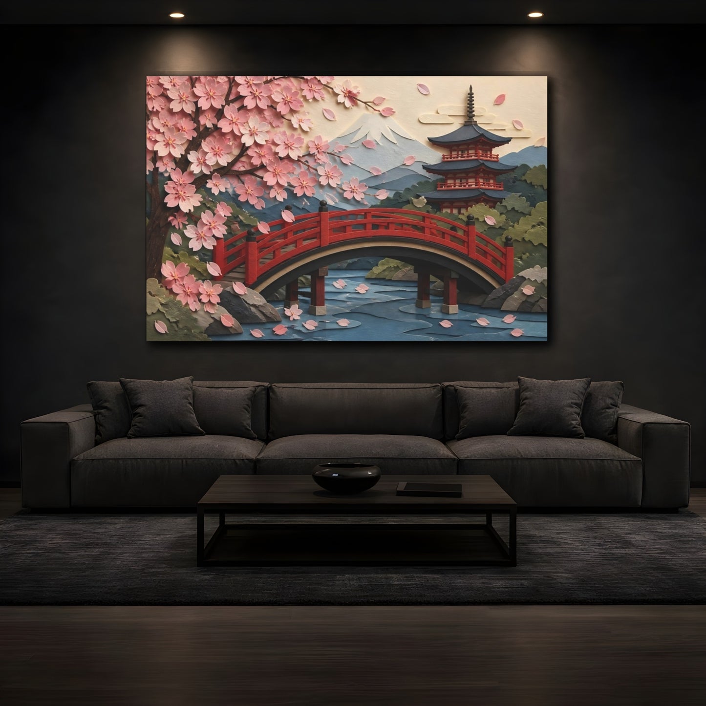 Mockup 3. Cherry Blossom Bridge shown as canvas print