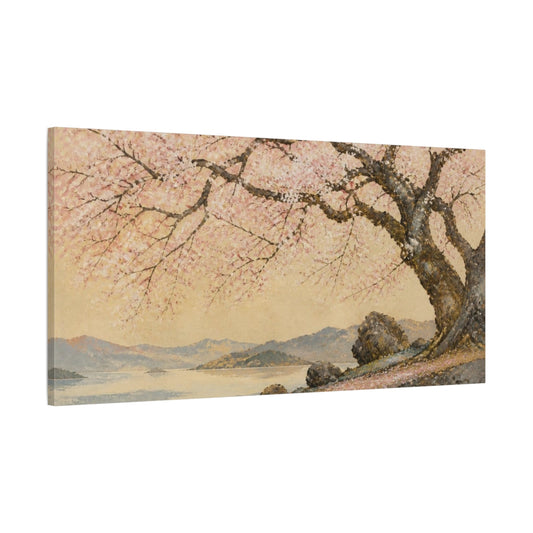 Main Mockup. Cherry Blossom Shoreline shown as canvas print
