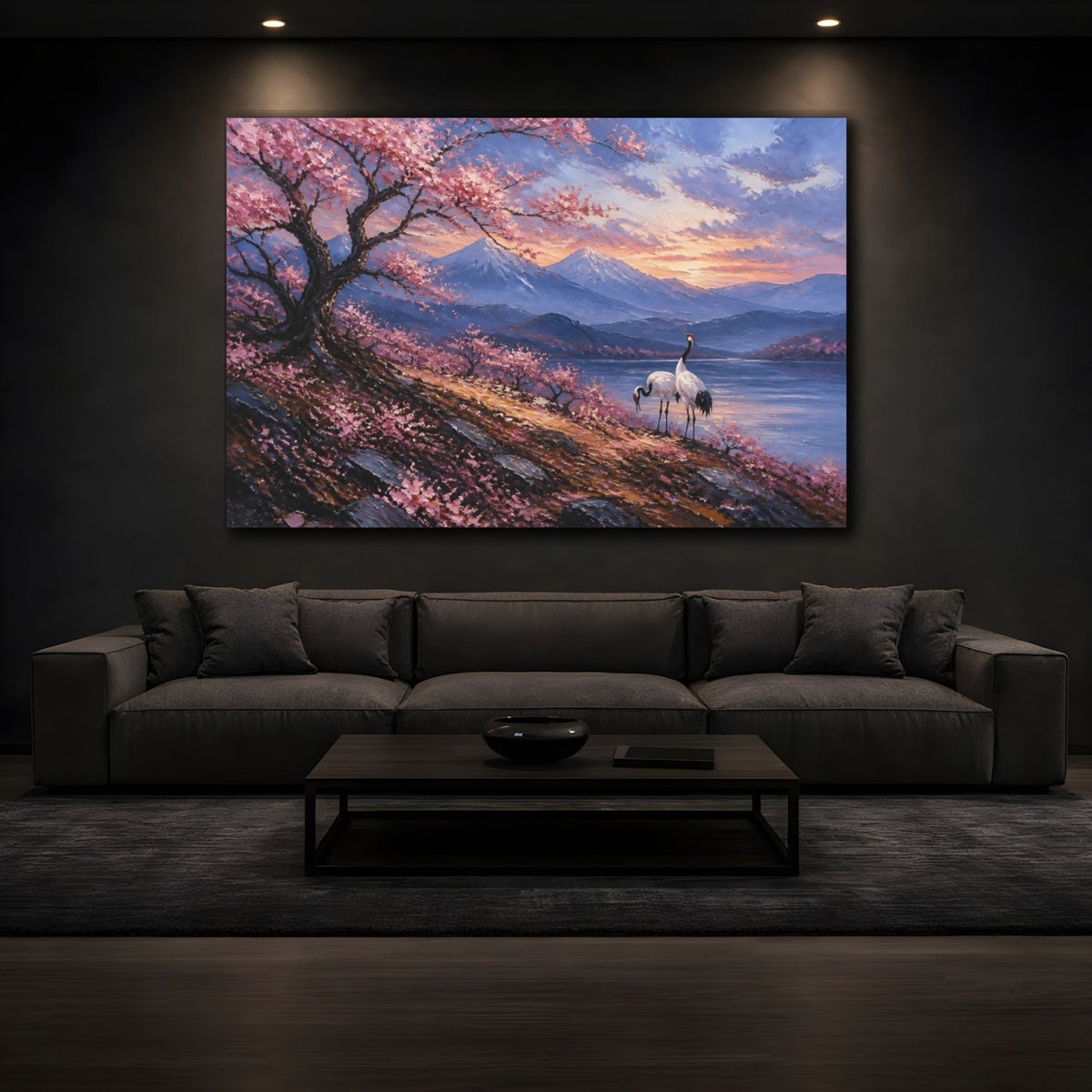Cherry Tree At Sunset Canvas Print Wall Art – Living Room Decor, Above Couch - YesArtYes