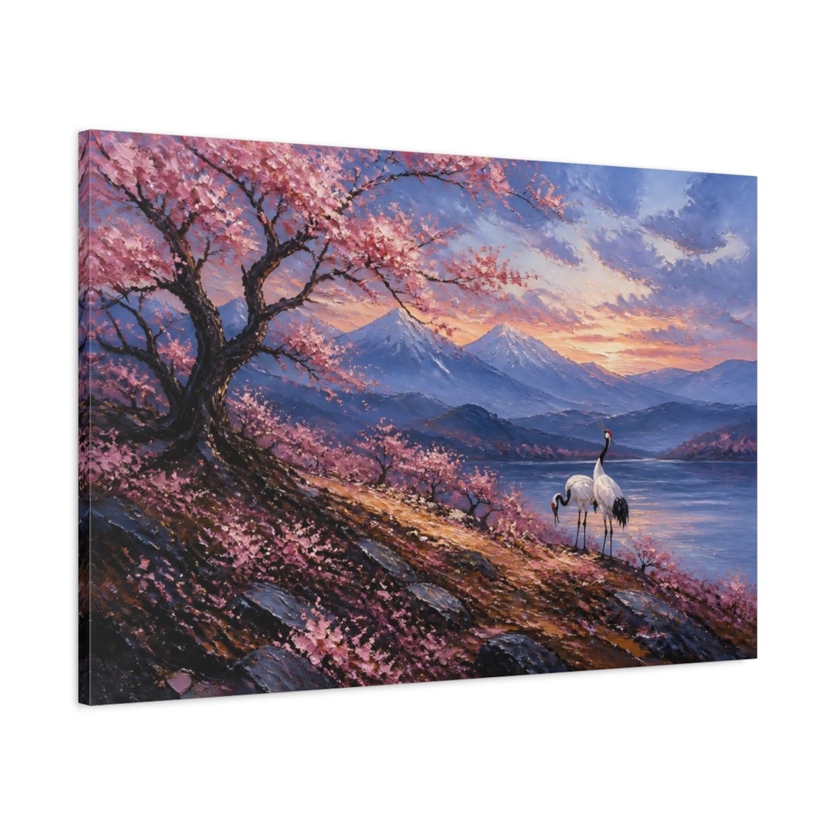 Cherry Tree At Sunset Canvas Print Wall Art – Living Room Decor, Above Couch - YesArtYes