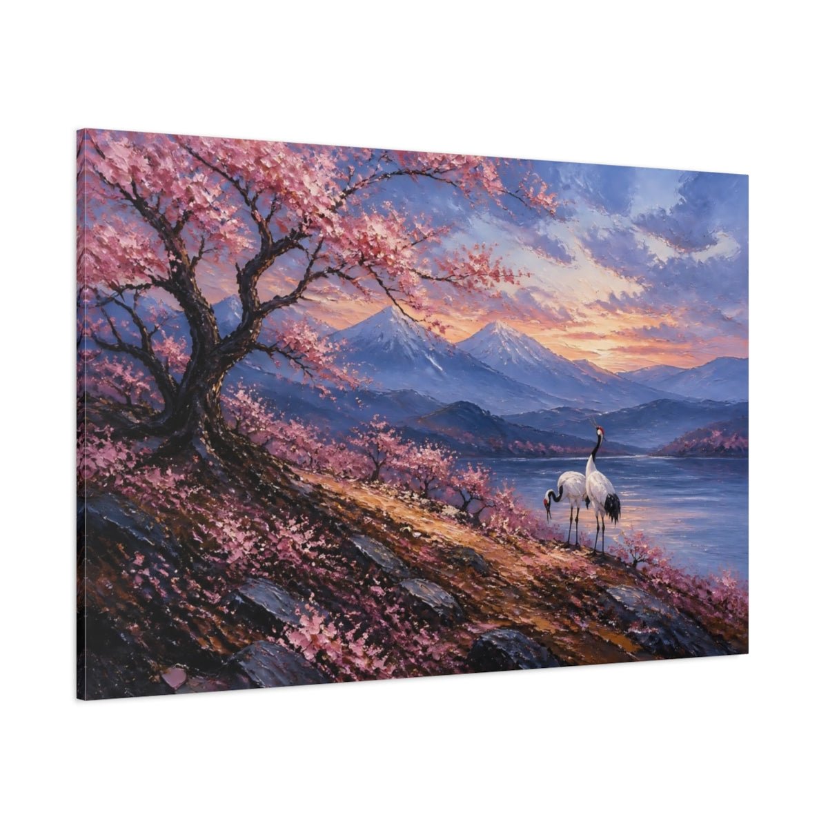 Cherry Tree At Sunset Canvas Print Wall Art – Living Room Decor, Above Couch - YesArtYes