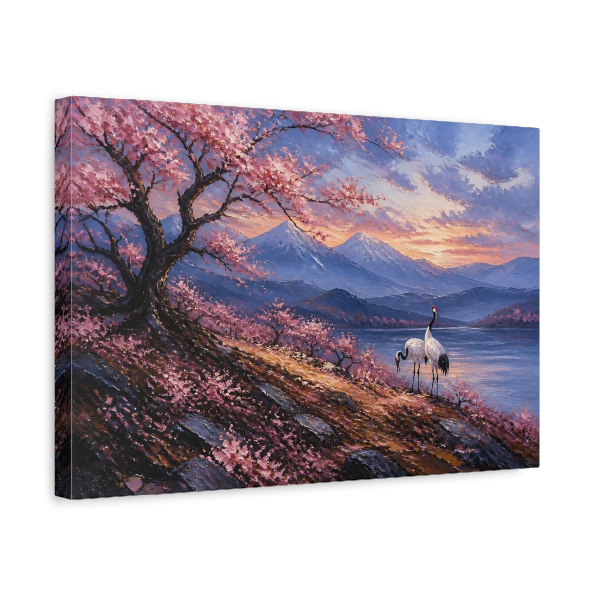 Side Mockup 4. Cherry Tree At Sunset shown as canvas print