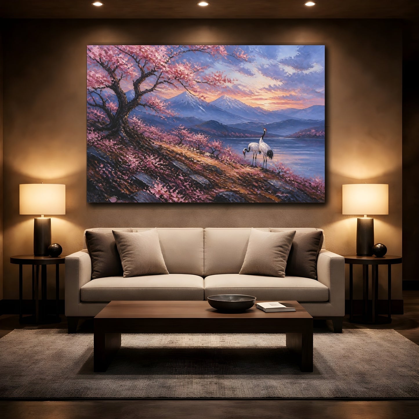 Mockup 2. Cherry Tree At Sunset shown as canvas print