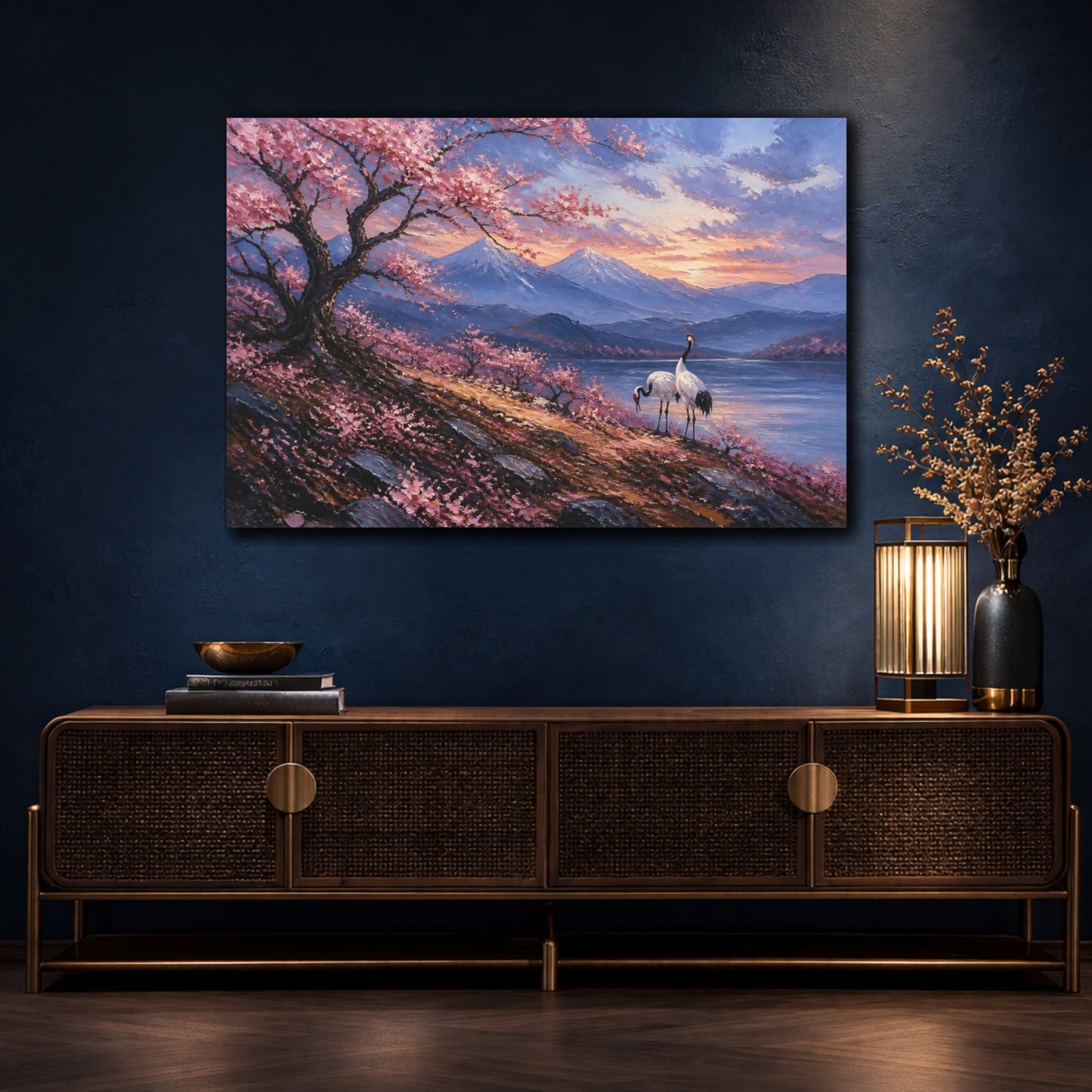 Mockup 4. Cherry Tree At Sunset shown as canvas print
