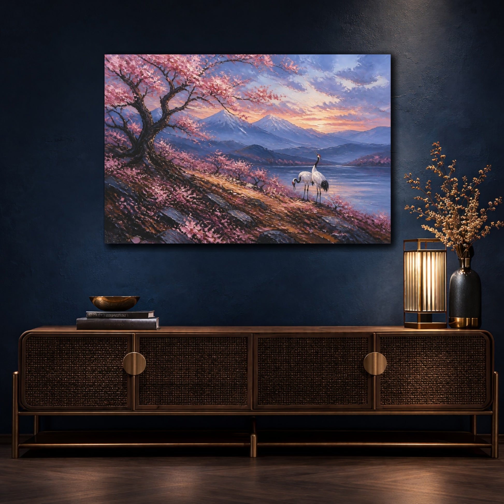 Mockup 4. Cherry Tree At Sunset shown as canvas print