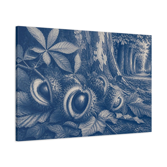 Main Mockup. Chestnut Husks On Avenue shown as canvas print