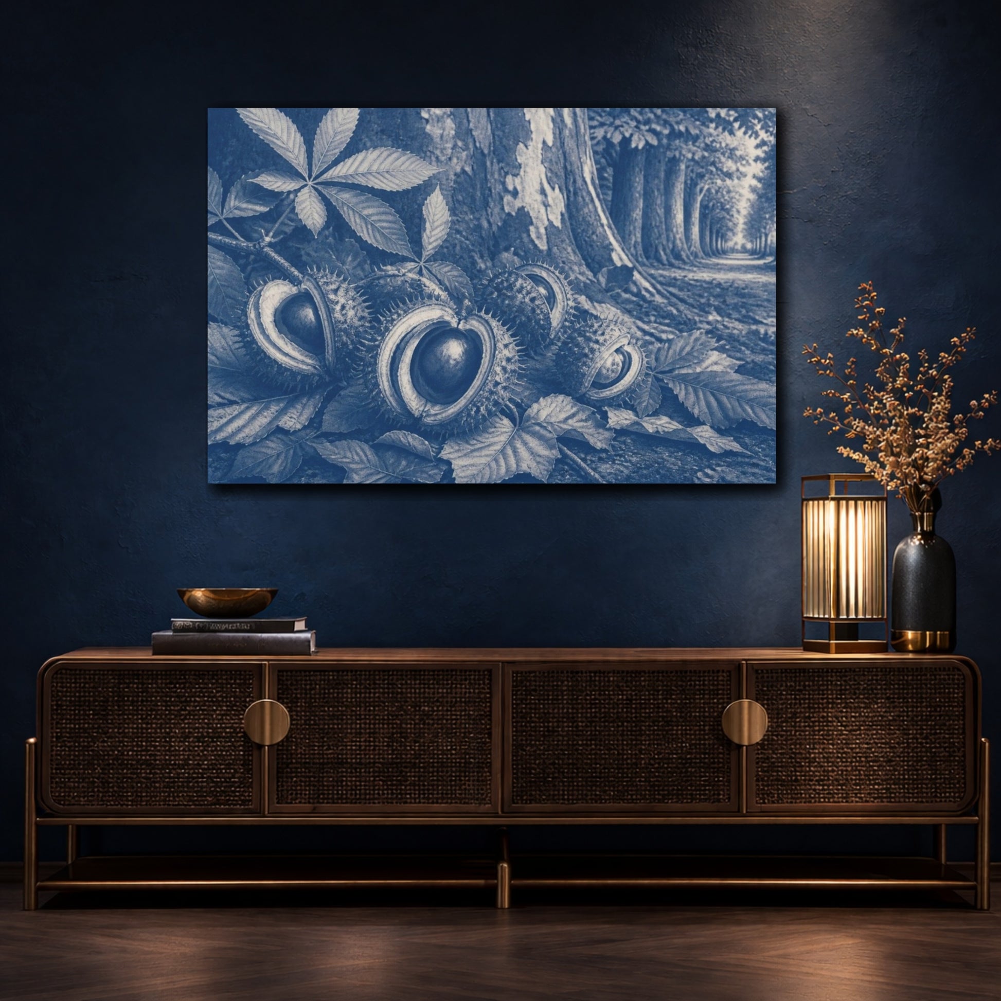 Mockup 4. Chestnut Husks On Avenue shown as canvas print