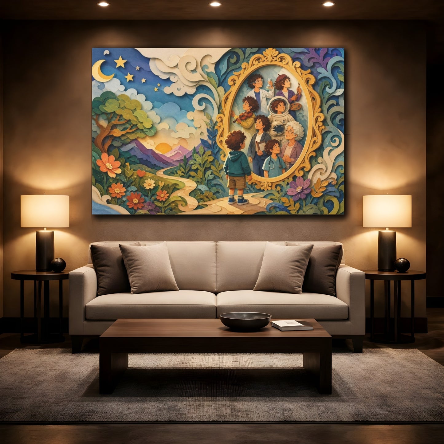 Mockup 2. Child's Mirror Of Futures shown as canvas print