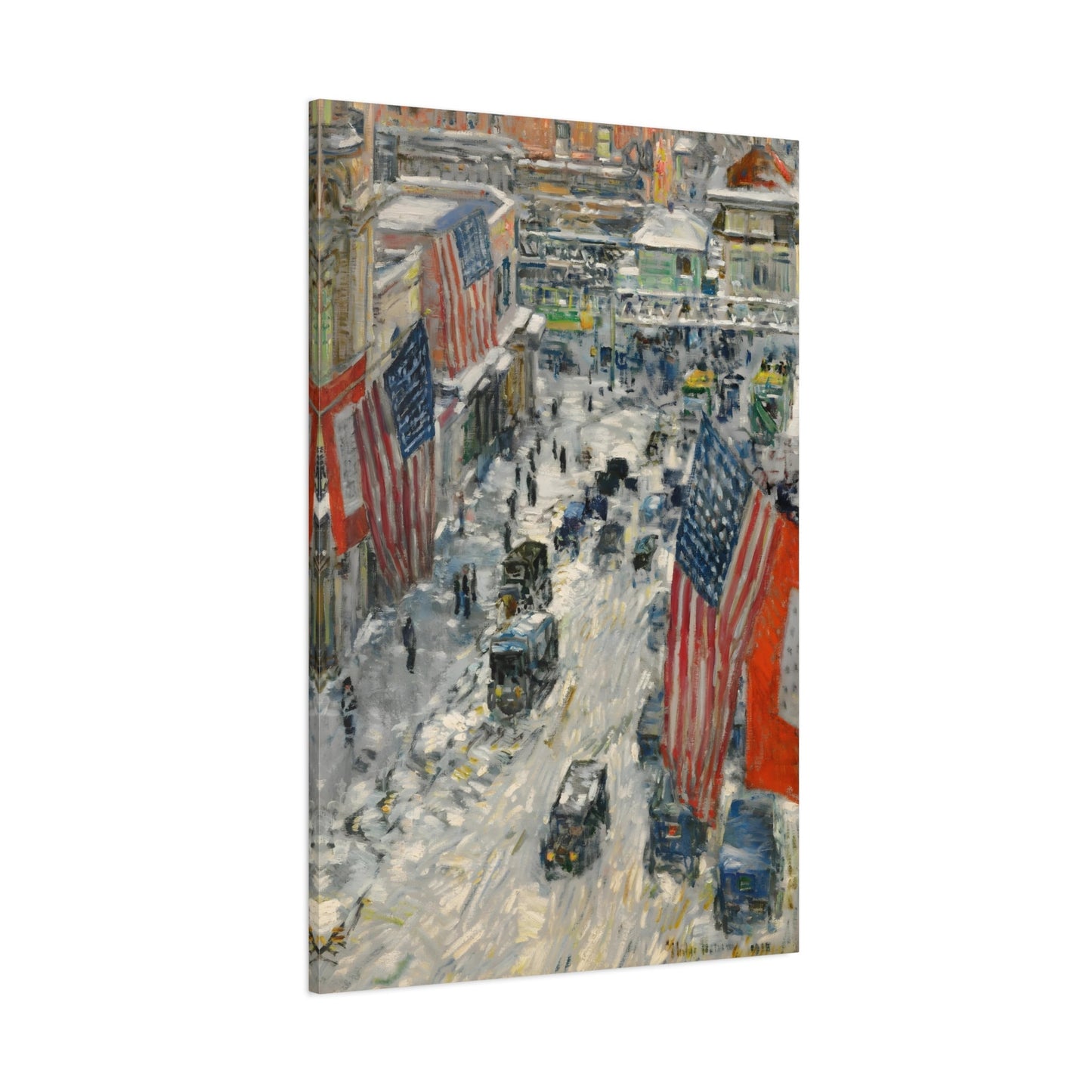 Childe Hassam Flags 57th Street - American Canvas Wall Art Print