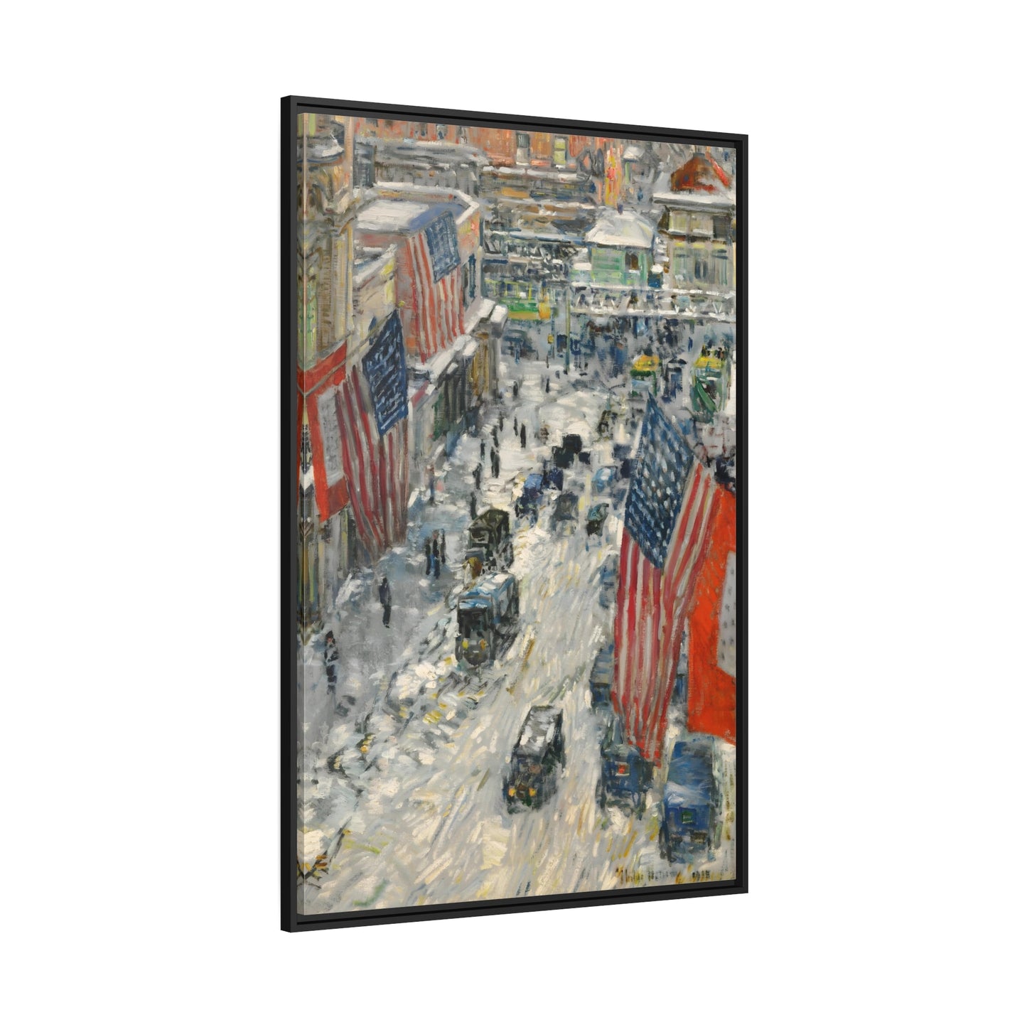 Childe Hassam Flags - Framed Canvas Wall Art Reproduction