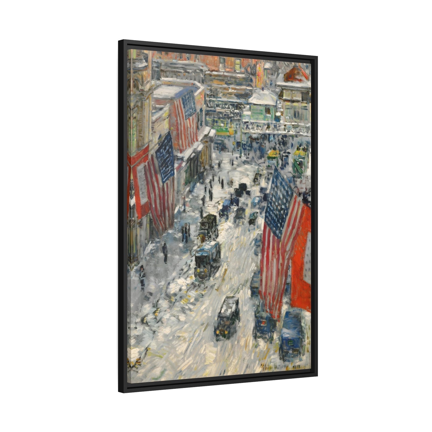 Childe Hassam Flags - Framed Canvas Wall Art Reproduction