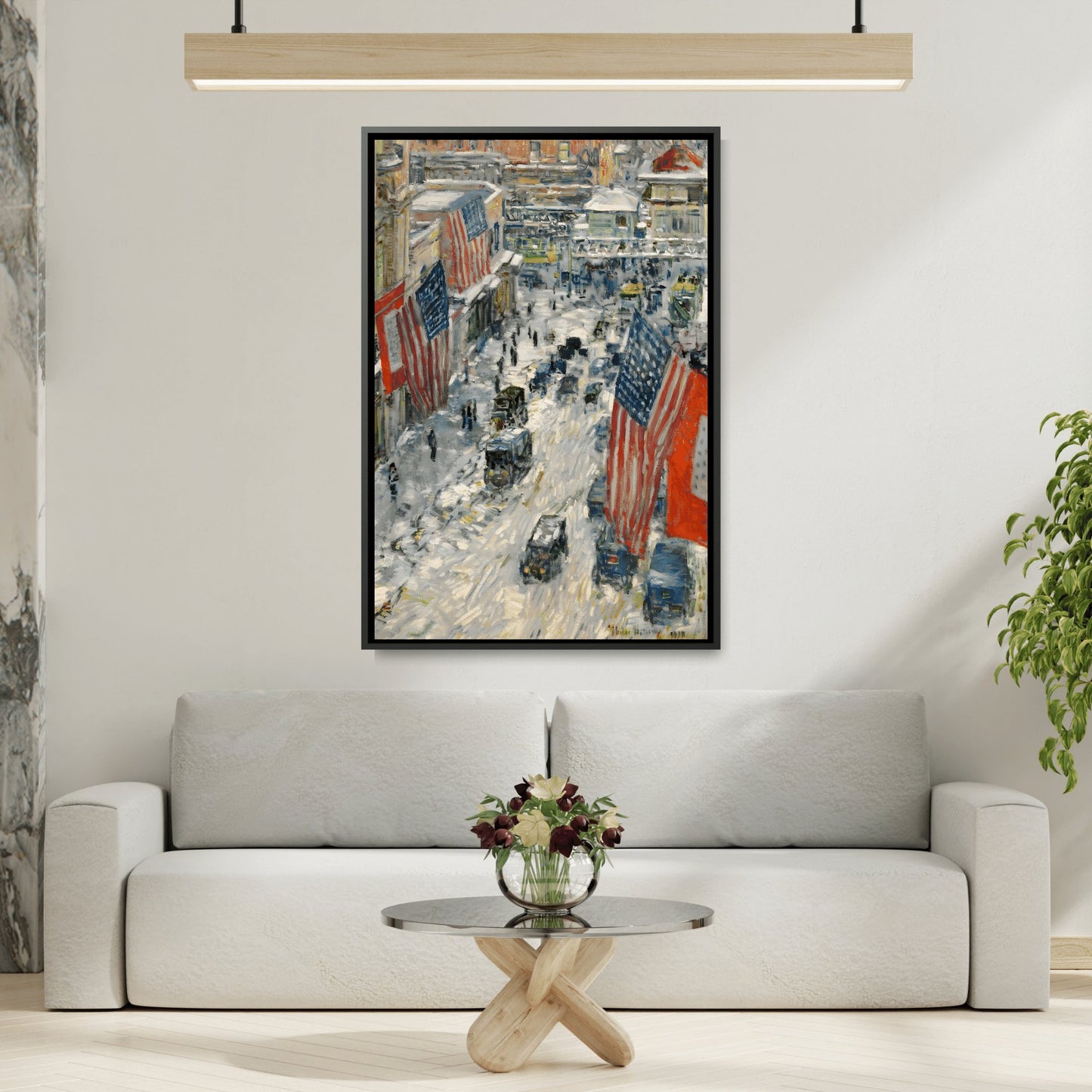 Childe Hassam Flags - Framed Canvas Wall Art Reproduction