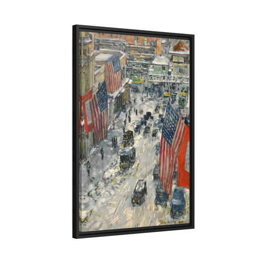 Childe Hassam Flags - Framed Canvas Wall Art Reproduction