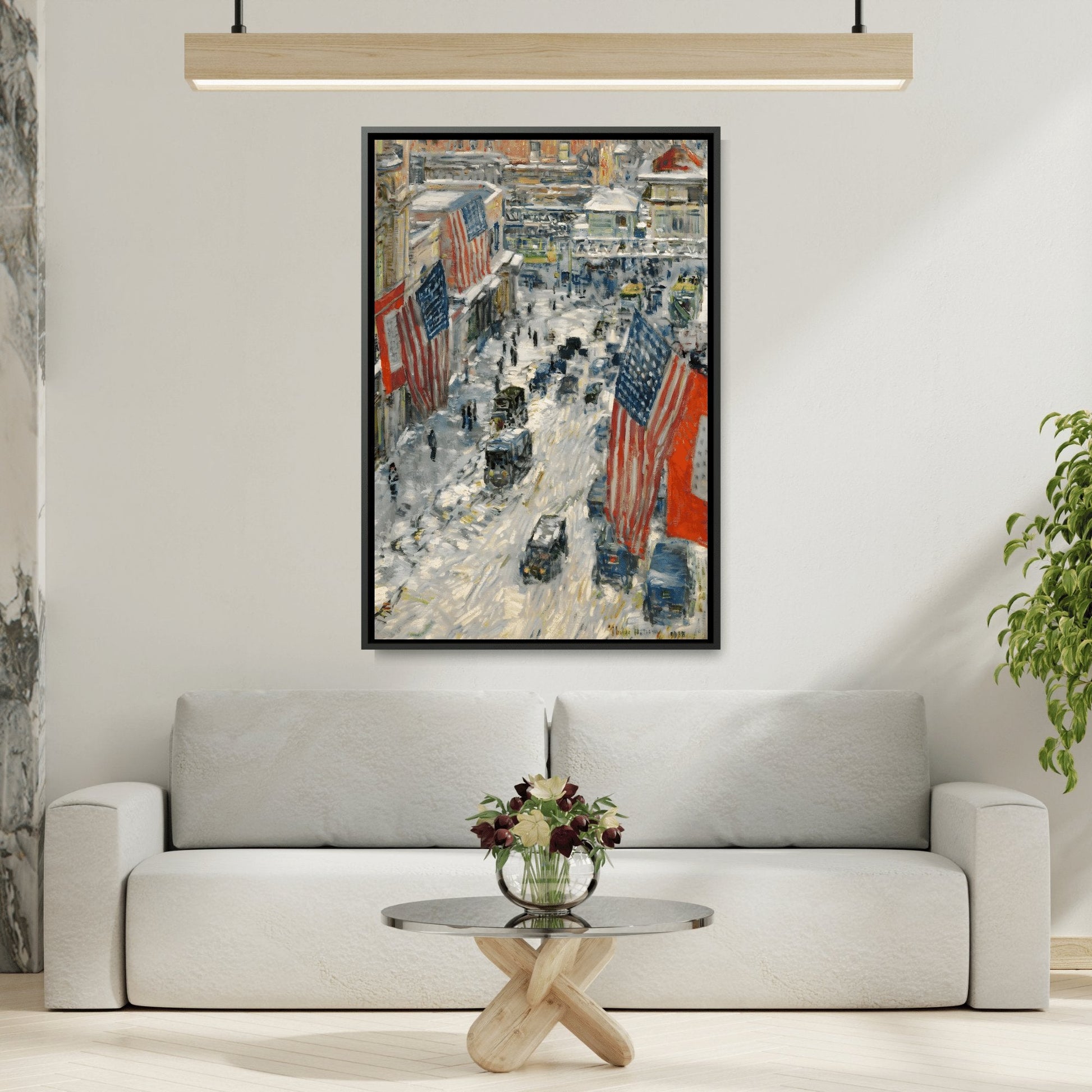 Childe Hassam Flags - Framed Canvas Wall Art Reproduction