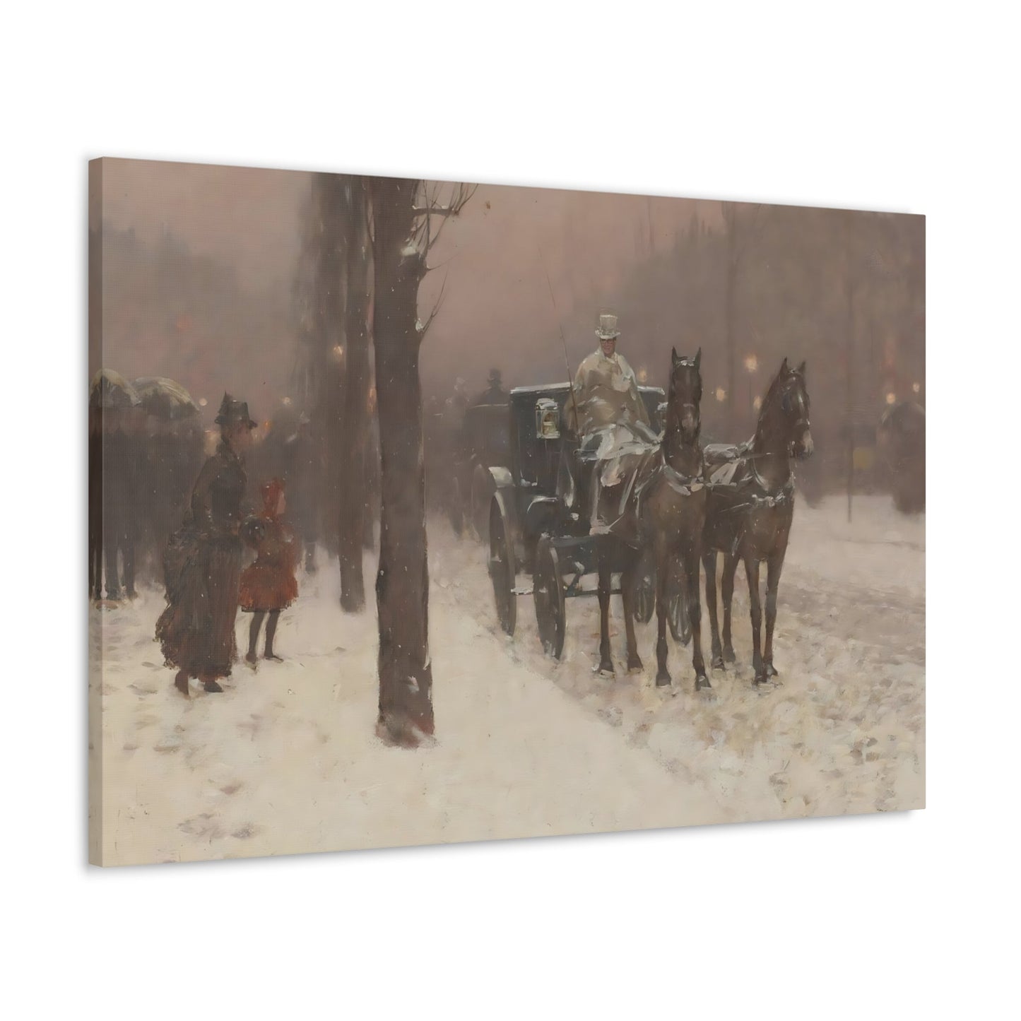 Childe Hassam Paris Winter Day Canvas Print - Impressionist Cityscape Wall Art Prints