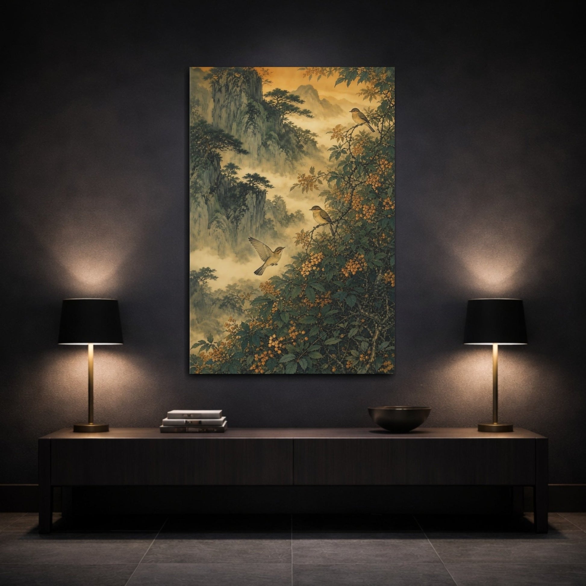 Chinese Shan Shui Inspired Ink Landscape Canvas Print – Living Room, Large Wall - YesArtYes