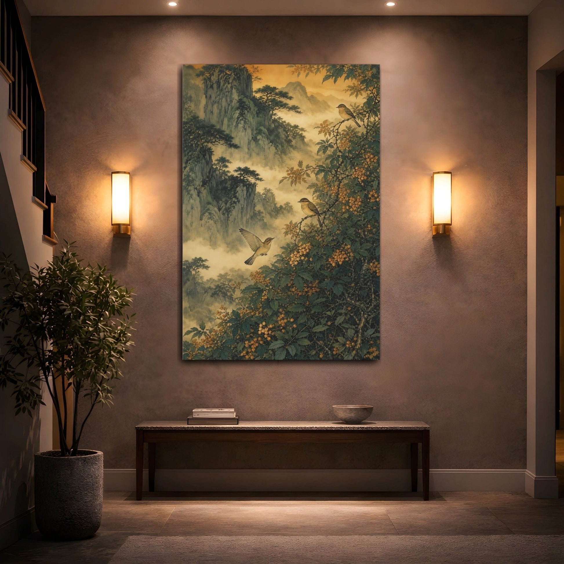 Chinese Shan Shui Inspired Ink Landscape Canvas Print – Living Room, Large Wall - YesArtYes