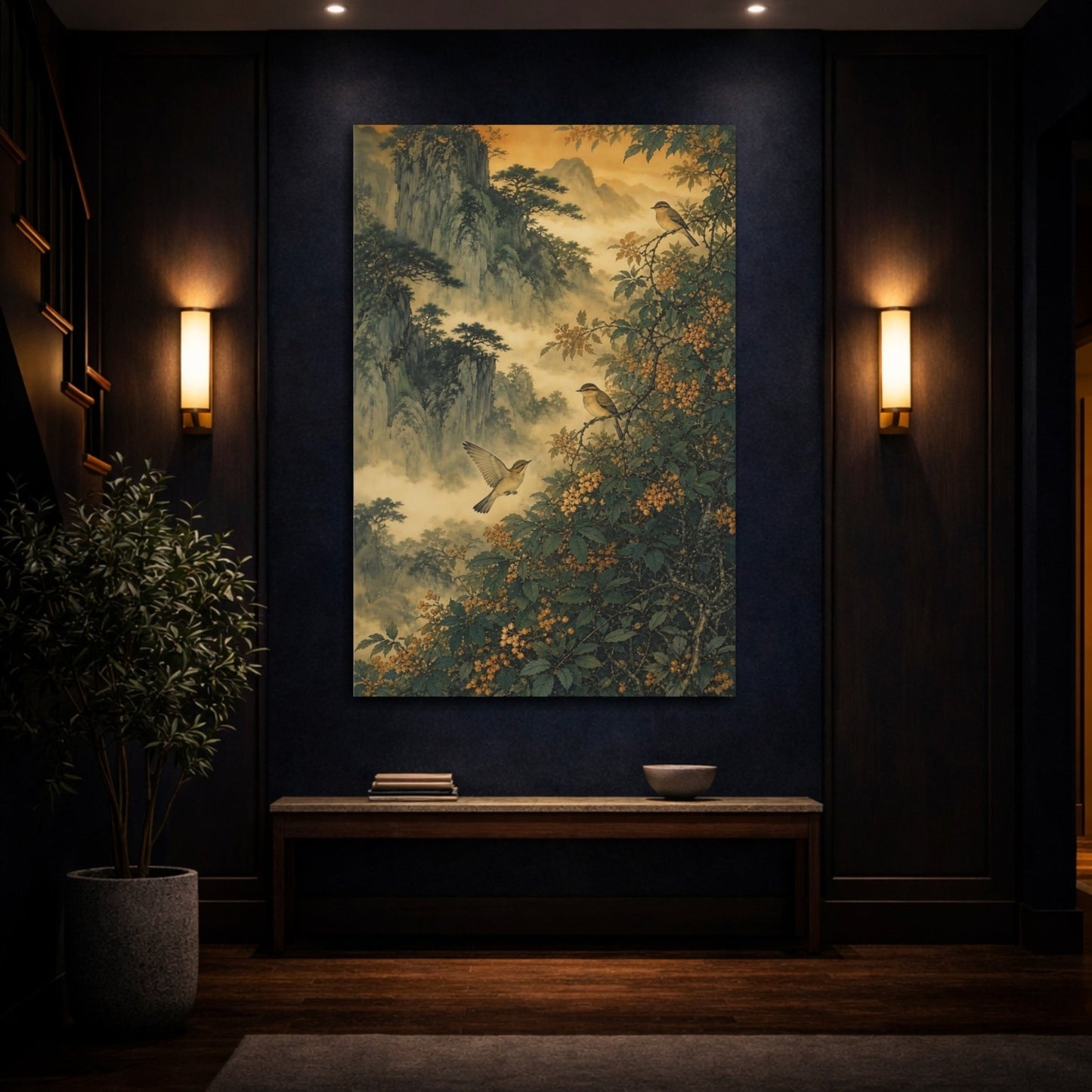 Chinese Shan Shui Inspired Ink Landscape Canvas Print – Living Room, Large Wall - YesArtYes
