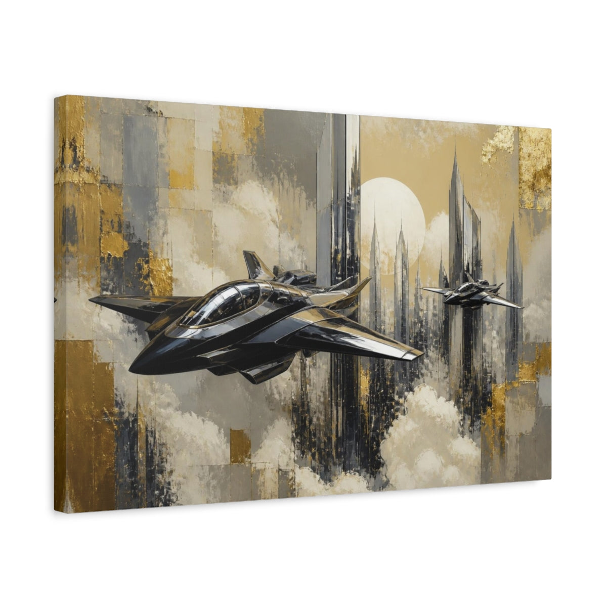 Side Mockup 3. Chrome Sky Fleet shown as canvas print