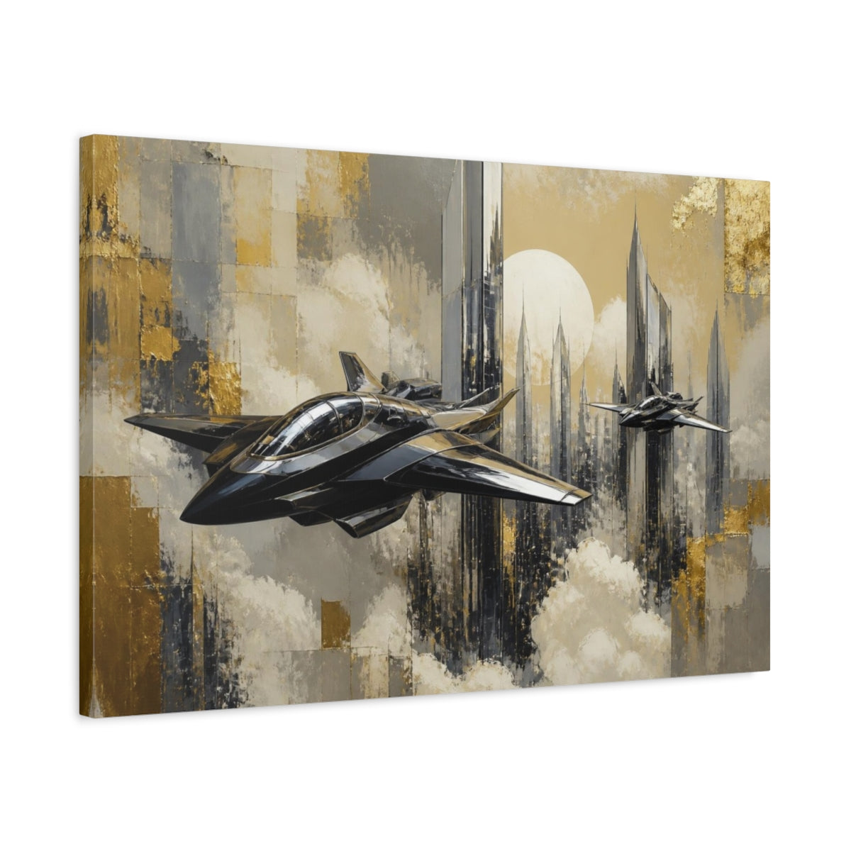 Side Mockup 2. Chrome Sky Fleet shown as canvas print