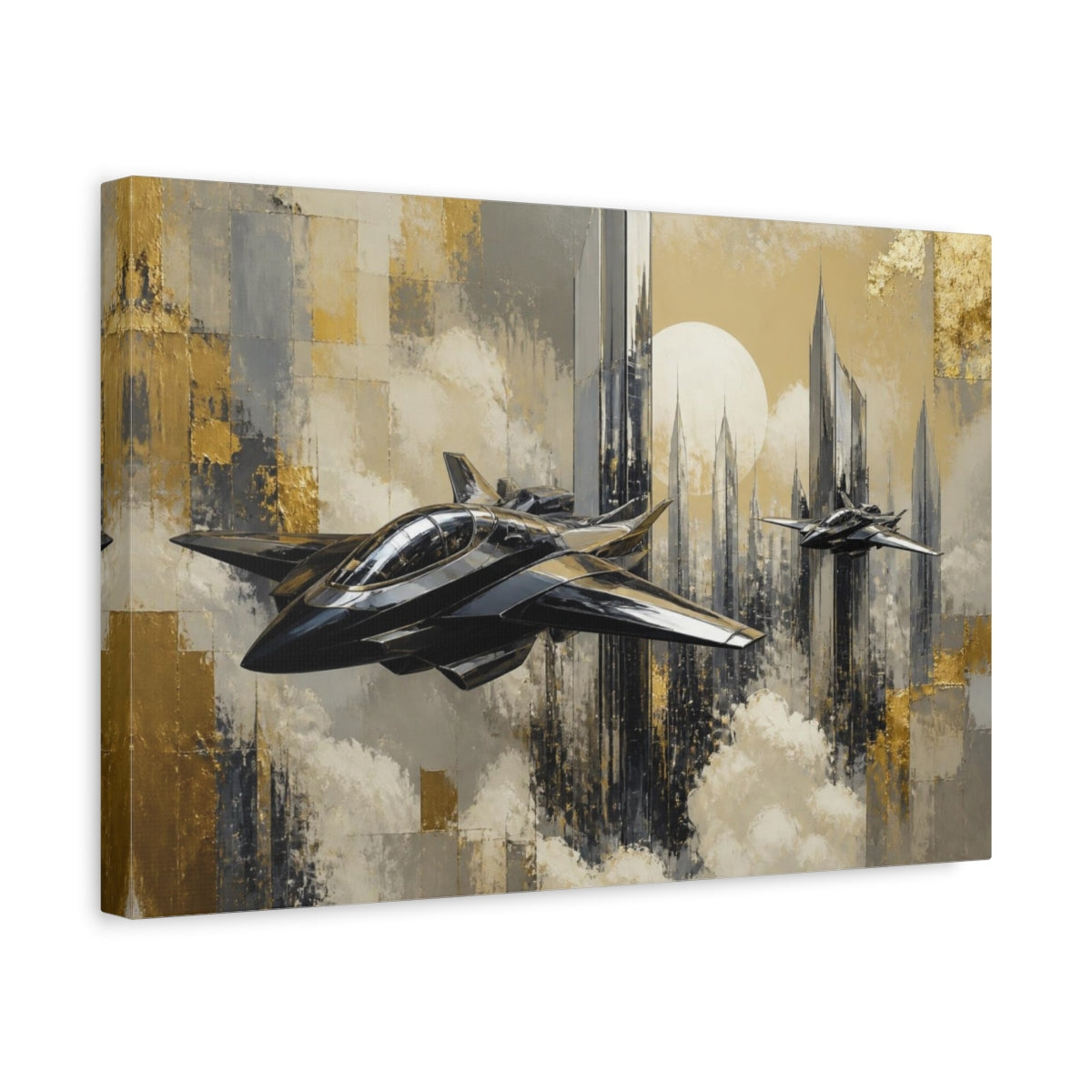 Side Mockup 4. Chrome Sky Fleet shown as canvas print