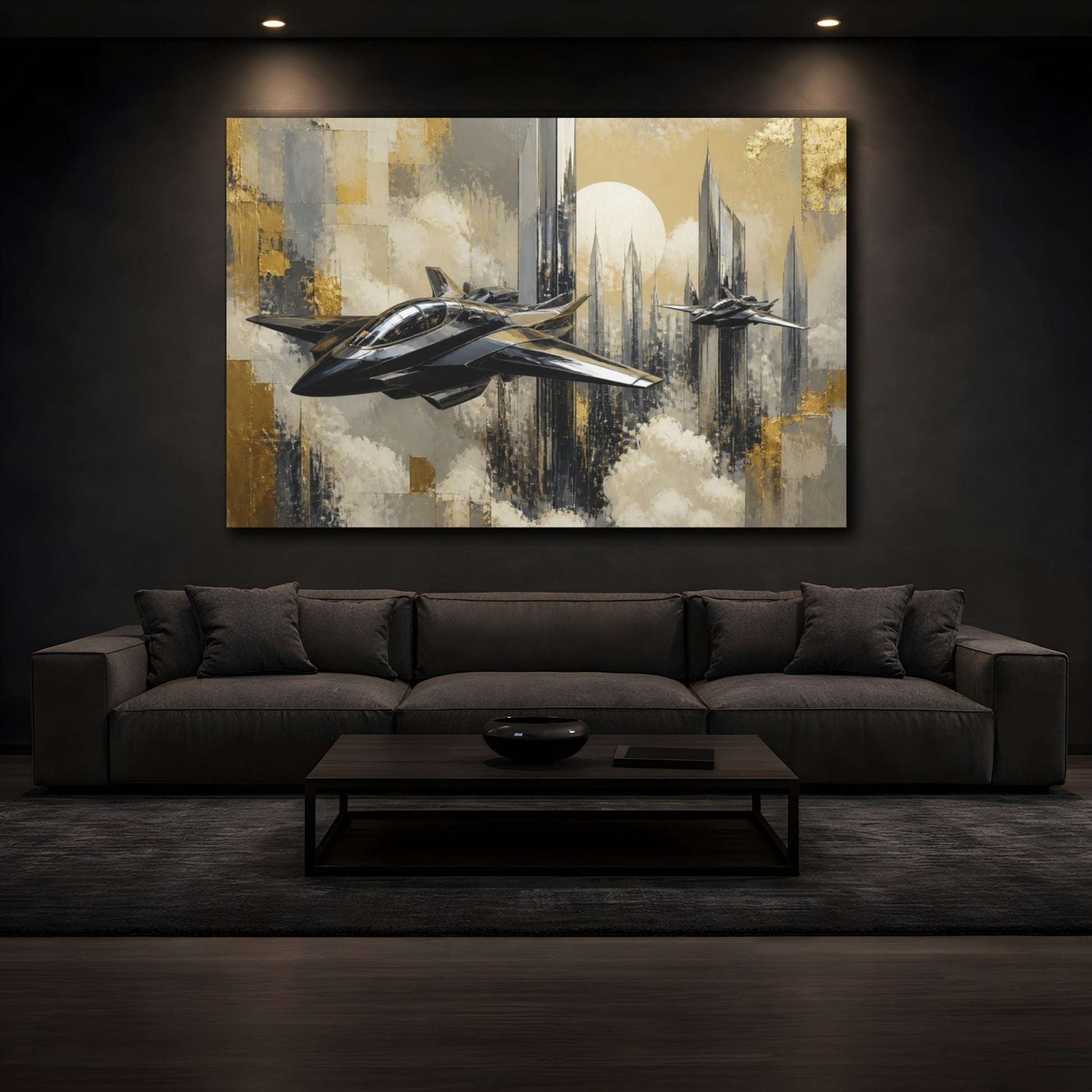 Mockup 3. Chrome Sky Fleet shown as canvas print