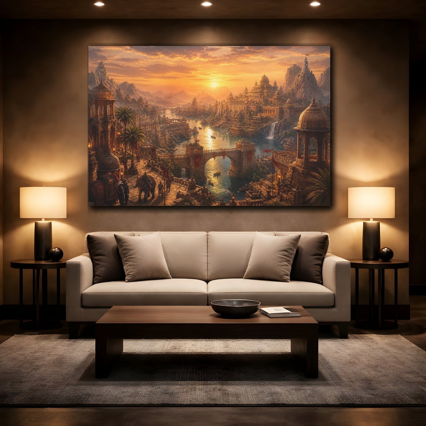 Mockup 2. Cinematic Desert Empire shown as canvas print