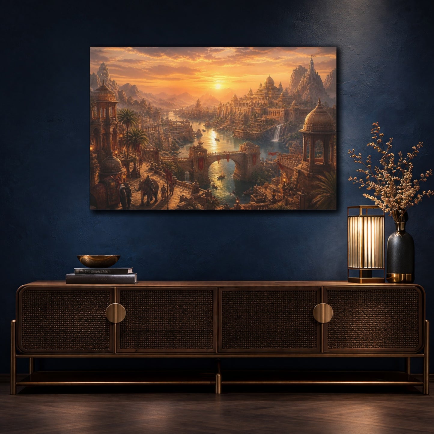 Mockup 4. Cinematic Desert Empire shown as canvas print