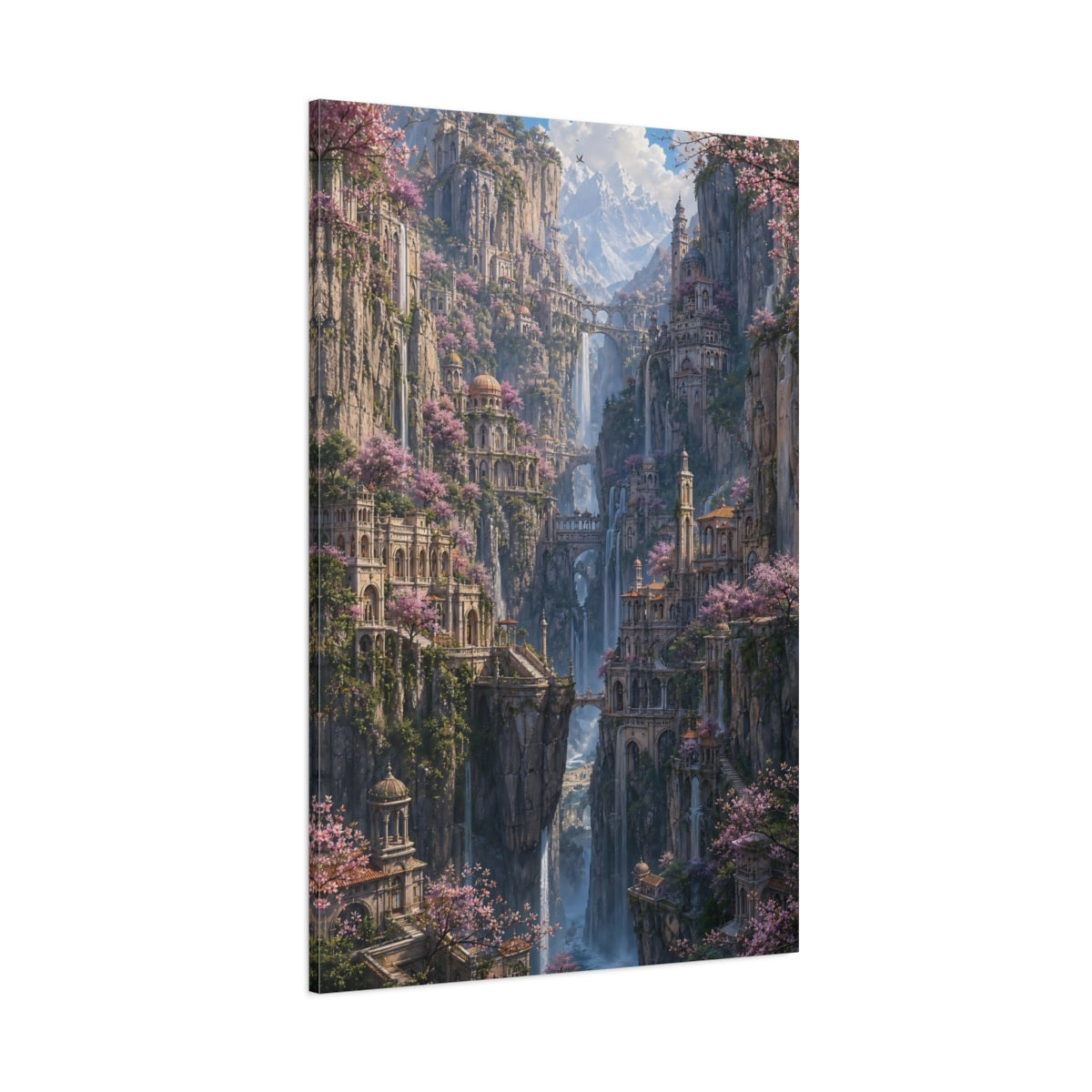 Side Mockup 1. Citadel Of Cascading Falls shown as canvas print
