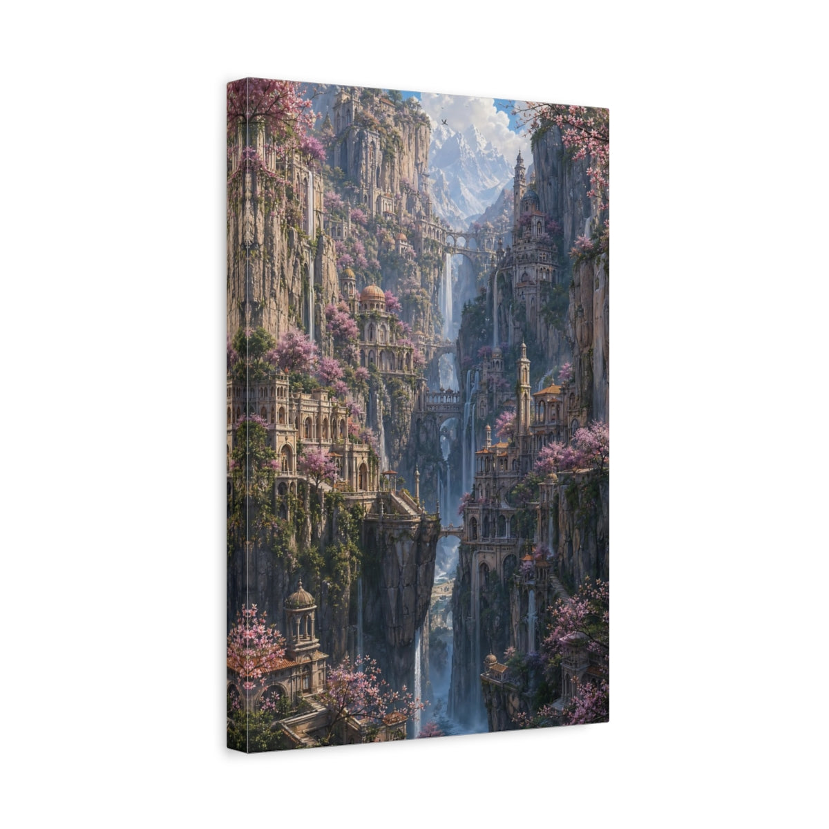 Side Mockup 4. Citadel Of Cascading Falls shown as canvas print