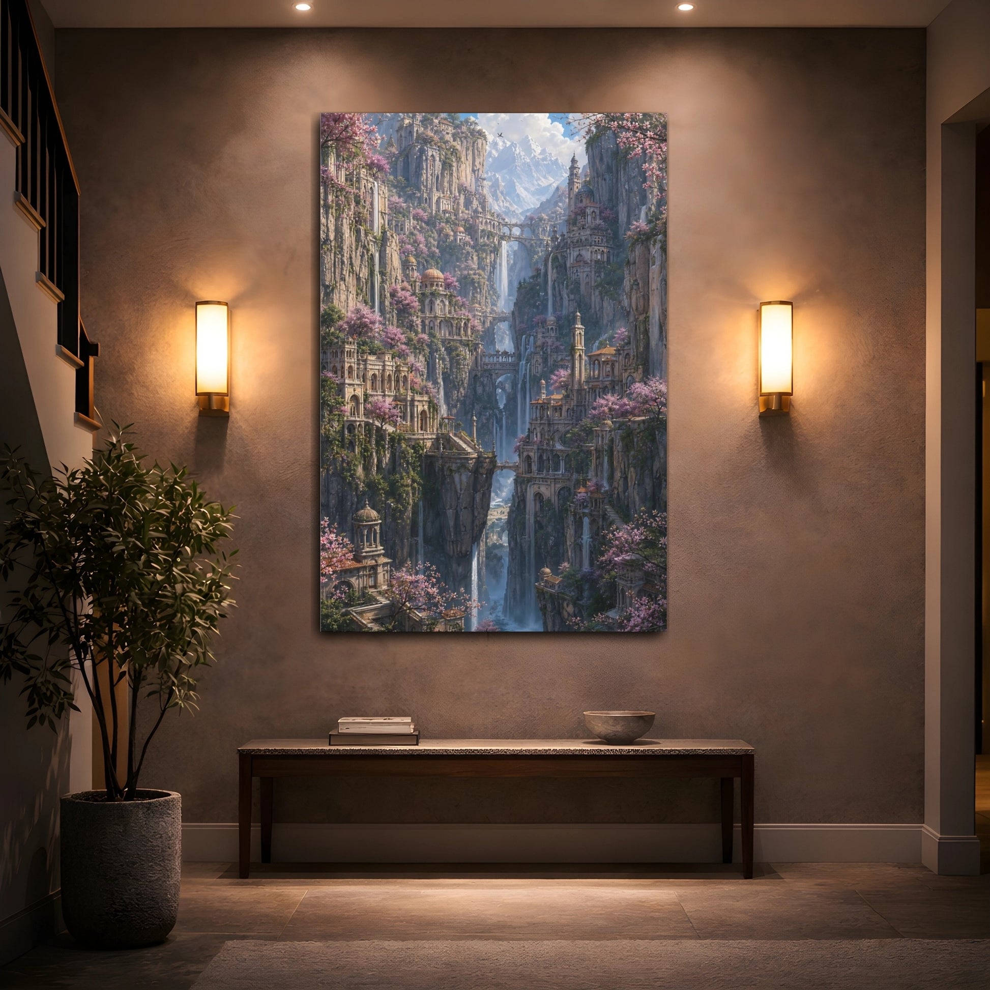 Mockup 2. Citadel Of Cascading Falls shown as canvas print