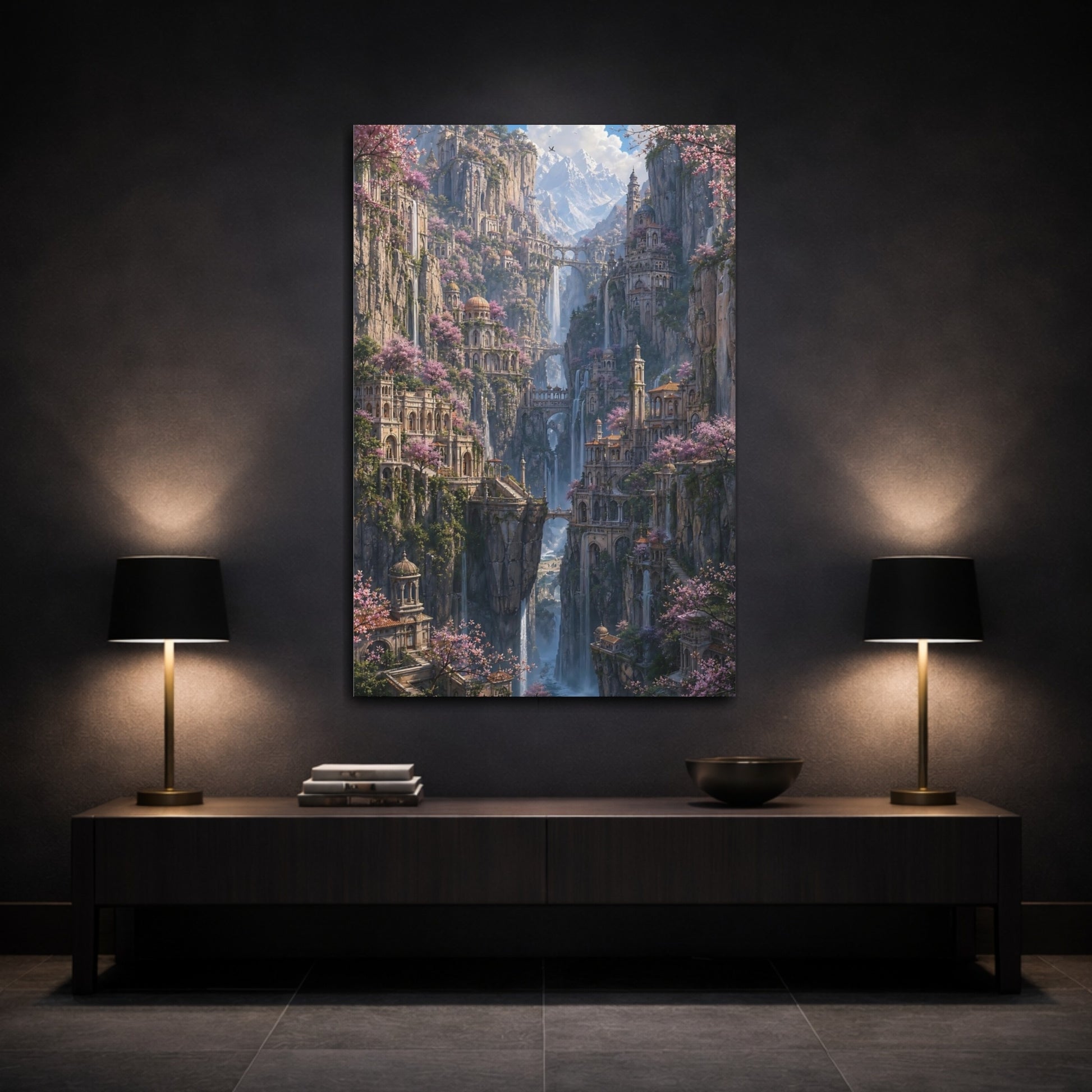 Mockup 3. Citadel Of Cascading Falls shown as canvas print