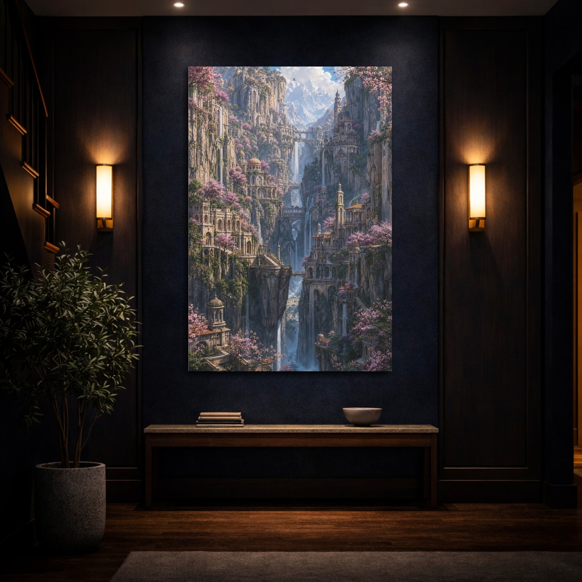 Mockup 4. Citadel Of Cascading Falls shown as canvas print