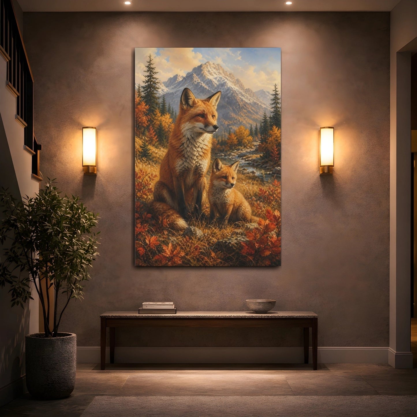 Classic Adventure Book Landscape Illustration Red Canvas Wall Art Print – Realistic Living Room, Above Couch - YesArtYes
