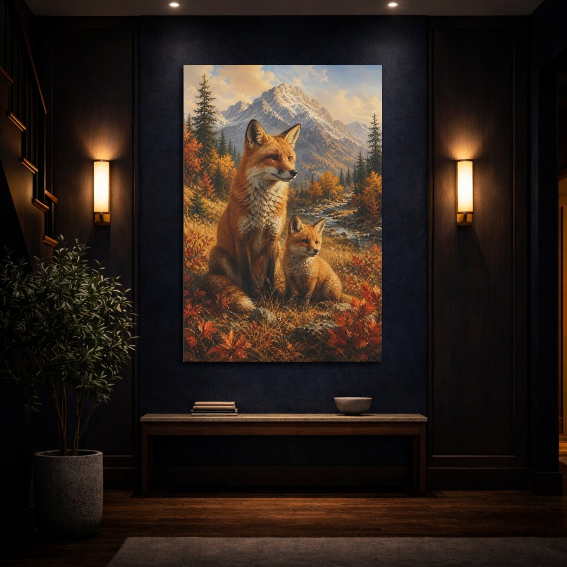 Classic Adventure Book Landscape Illustration Red Canvas Wall Art Print – Realistic Living Room, Above Couch - YesArtYes